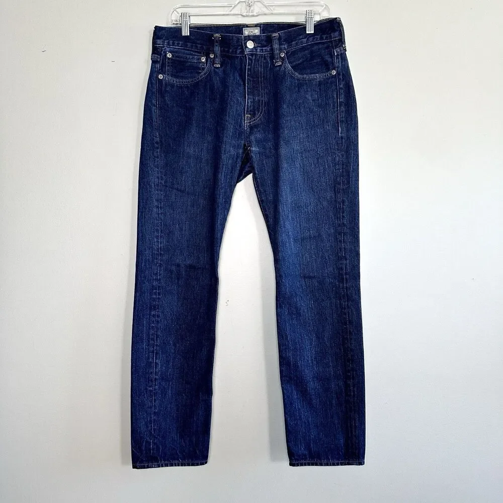 J Crew 484 Jeans Mens 31x30 Blue Dark Wash Slim Denim Cotton Mid Rise